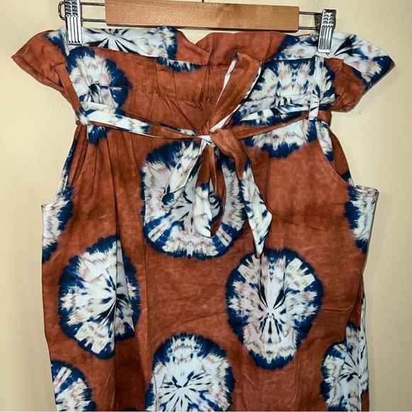 Anthropologie Porridge Lanai Paper Bag Skirt size Large Orange Floral - Picture 2 of 5